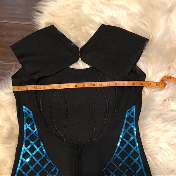 WOW couture bodycon bandage blk/turquoise sequins size lg - Picture 13 of 14